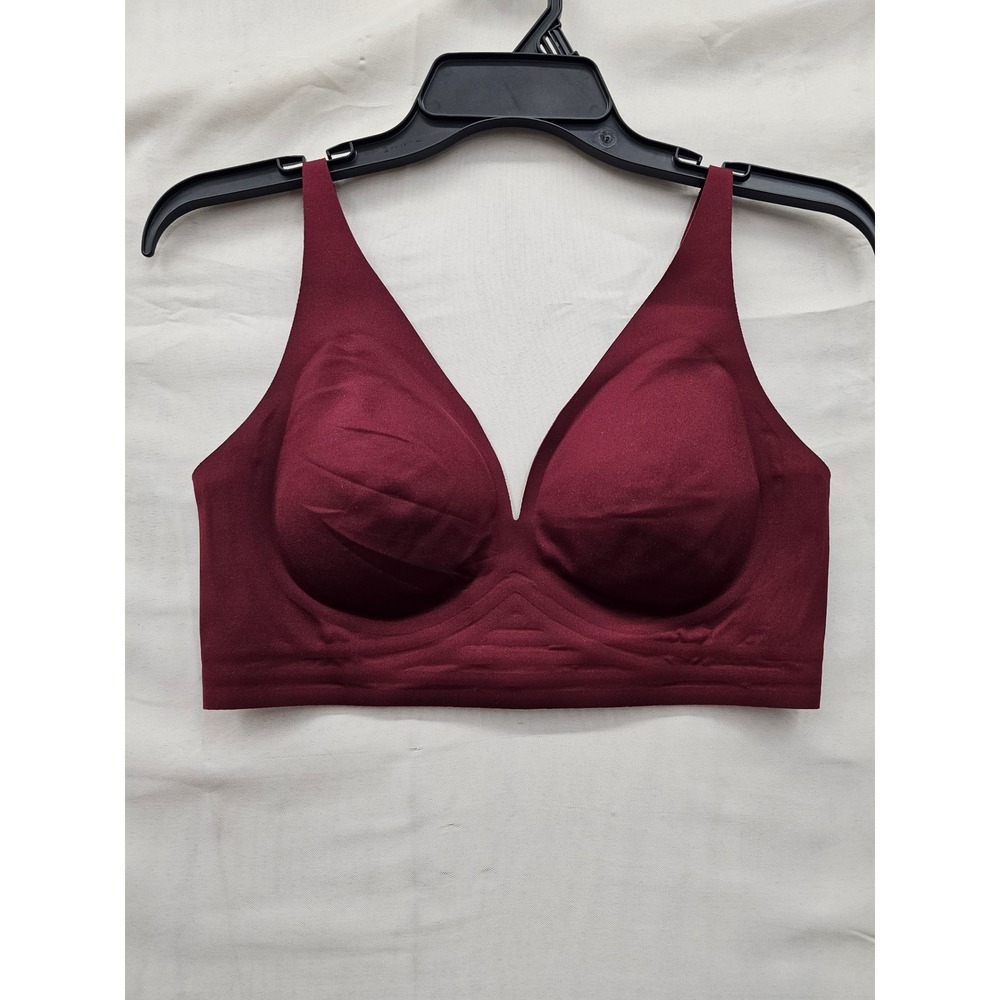 Auden Womens Wireless Bra Red Nylon Blend Casual Size Medium